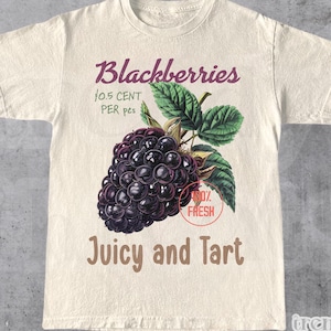 Blackberries Retro Commercial Graphic Shirt, Vintage Backberry Tshirt, Summer Fruit Lover Shirt, Cottagecore Berries Tshirt, Cool Gift