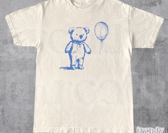 Bear With Balloon Vintage T Shirt • Retro 90s Bear Shirt • Teddy Bear Retro Tee • Funny Unisex Bear Graphic T Shirt • Cute Y2k Gift