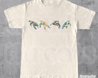 Overhemd T-shirt zeeschildpadden | Vintage oceaannatuurliefhebber shirt | Retro Sealife-shirt uit de jaren 90 | T-shirt jaren 90 schildpad | Ocean Sea Animals-shirt met print