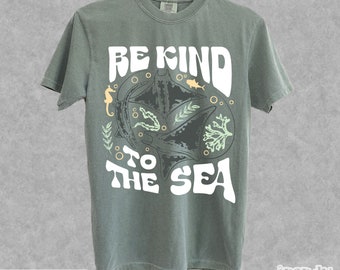 Be Kind To The Sea Stingray 90s T-Shirt | Retro Ocean Nature Shirt | Sealife | Sea Animal Comfort Colors Unisex Adult Tee
