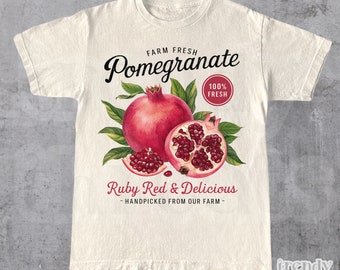 Retro Pomegranate Commercial Graphic Shirt, Vintage Pomegranate T-Shirt, Unisex Cotton Tee, y2k Style T Shirt, Cool Gift For Him & Her