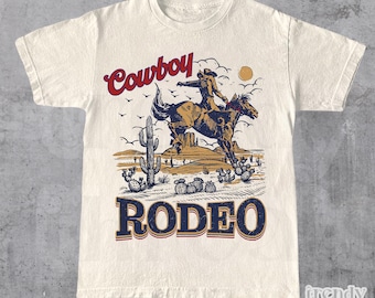 Vintage Cowboy Rodeo T-Shirt, 90s Cowboy Graphic, Retro Western Tee, Relaxed Fit Unisex Shirt, Perfect Wild West Gift, 2000s Style