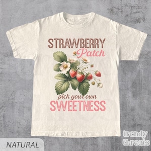 Strawberry Vintage Shirt, Cute Fruit Design Tee, Everyday Casual Wear, Retro Graphic Tee, Casual Summer Wear, Strawberry Patch