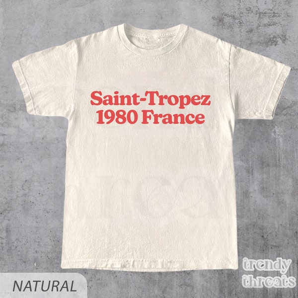 Saint-Tropez 1980 France Graphic Tee, Vintage T-Shirt, Retro French Riviera Style, Retro Beachwear Style, French Style