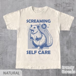 Screaming is Selfcare Rat Shirt, Funny Graphic Tee, Retro Funny Graphic Tees, Rat Shirt, Meme Graphic T-Shirt, Rodent Lover Gift
