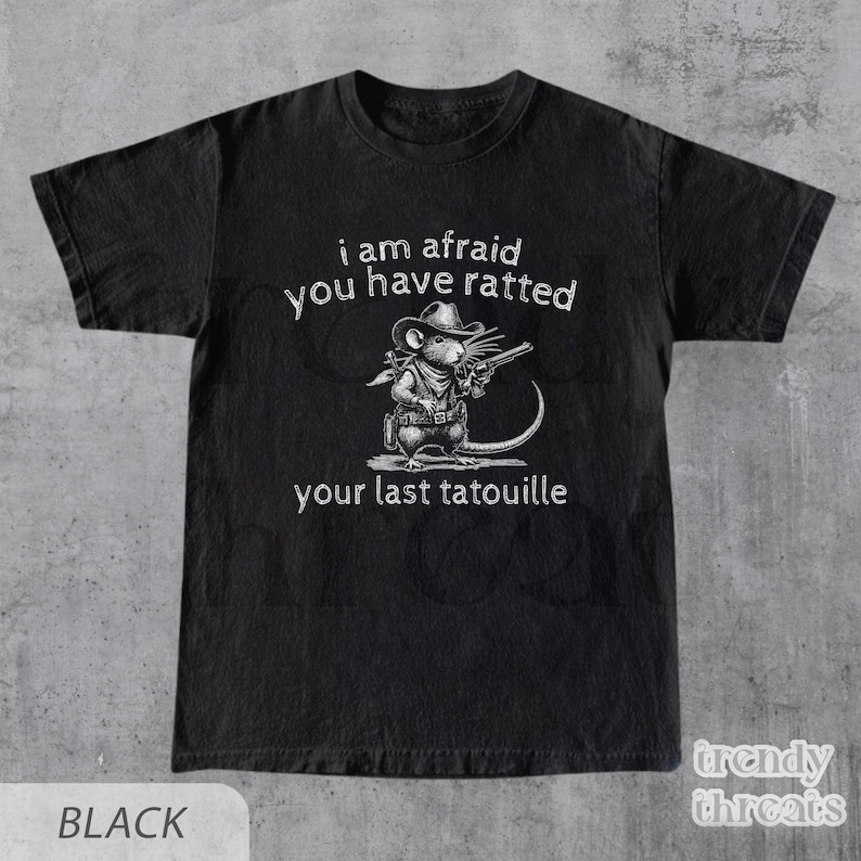 Camiseta vintage Cowboy You've Ratted Your Last Tatouille, camiseta engraçada retrô dos anos 90 para cozinhar, camiseta de gato cowboy dos anos 2000, camiseta engraçada de rato, presentes para mães imagem 3