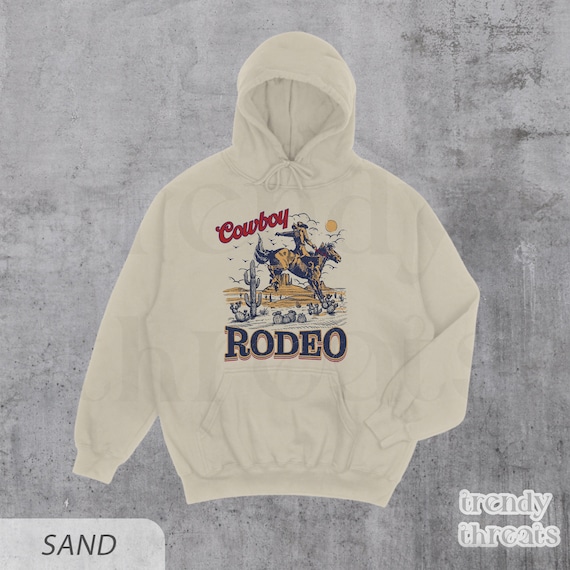 Cowboy 90s Vintage Hoodie, Western Sweatshirt, Retro Country Hoodie, Cowboy Bull Sweater, Cool Gift For Him, Grey Soft Oversize Hoodie