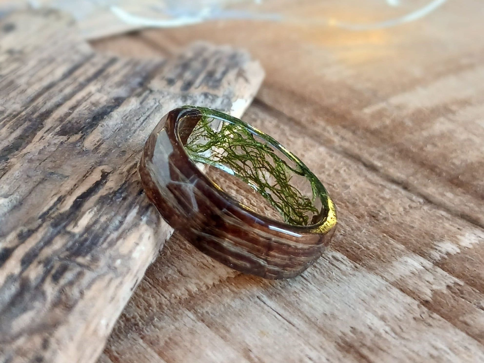 Nature Ring Mens Wedding Band Wood Ring with Forest Trees - Unique Tun–  Pillar Styles