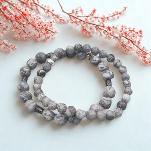 Elastic Jasper Bracelet, Handmade Jasper Jewelry, Marbled Jasper Bracelet, Boho Jasper Bracelet Set, Jasper Bracelet Gift