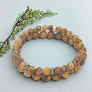 Jasper Beaded Bracelet Set for Women, Handmade Jasper Healing Stone Bracelets, Boho Jasper Beaded Bracelet Pair, Natural Jasper Bracelets Etsy