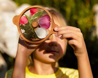 Wooden Kaleidoscope Toy – Handmade Rotating Gift for Kids & Adults – Unique Optical Illusion – Easter Gift