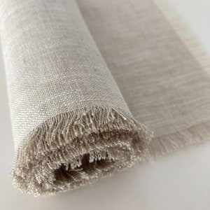 Handmade washed linen table runner with fringes 45 cm wide X 150 cm, 200 cm, 250 cm, 300 cm long. Extra long table runners