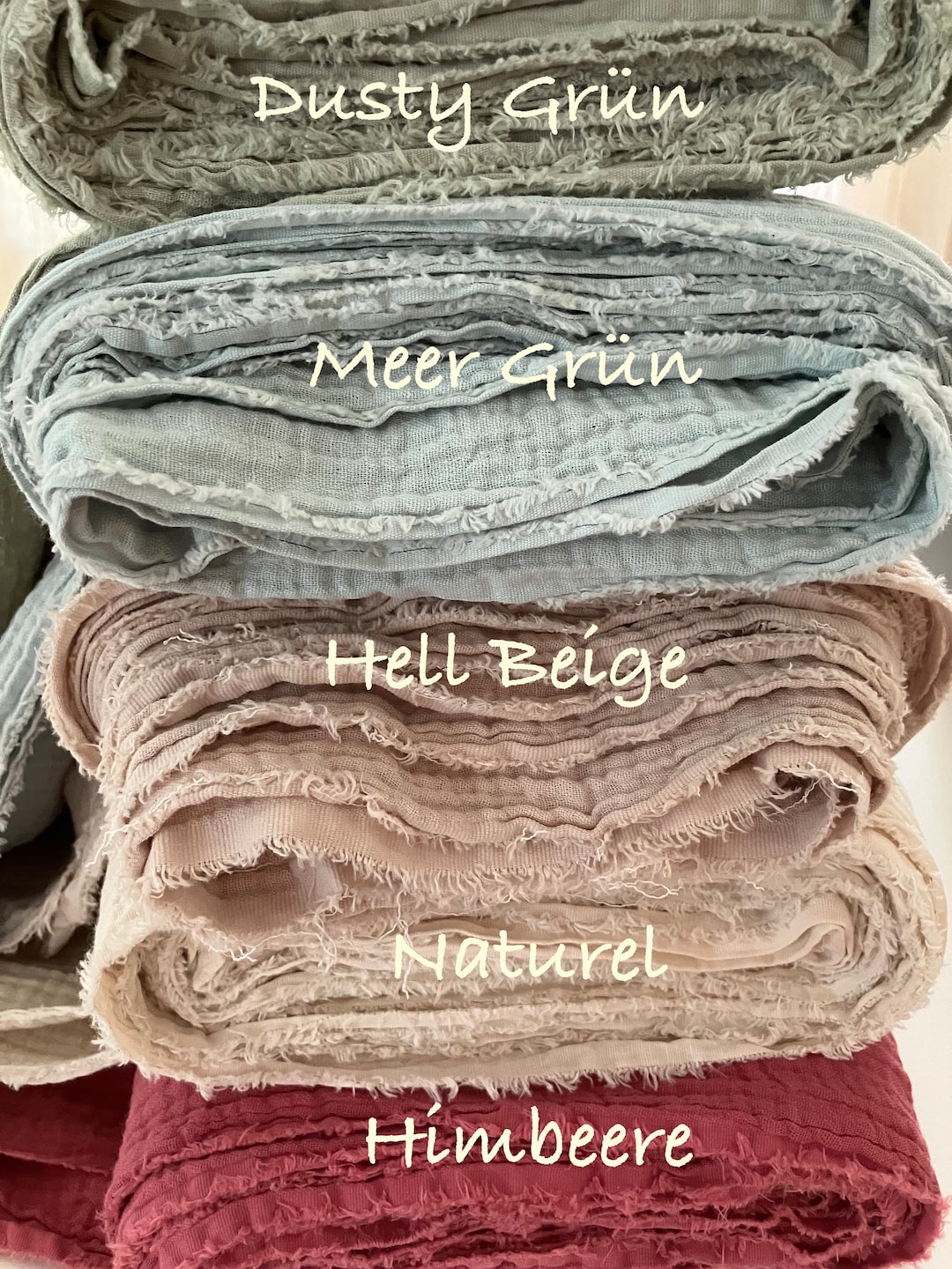 Musselinstoff Meterware Mit Leinenoptik - Double Gauze Babycotton Ökotex Zertifiziert