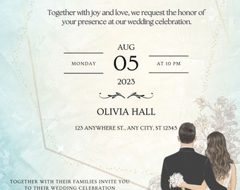 Greenery Wedding Invitation Template, Printable Wedding Invitation, Wedding Invitation, Edit with Canva, Instant Download, video