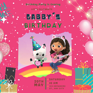 Gabby&#39;s Dollhouse Invitation Video, Gabby Dollhouse Animated Invitation, Gabbys Dollhouse Birthday ,gabby dollhouse invitation digital