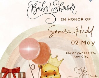 Winnie the Pooh Baby Shower Invitation: Vintage Party (Printable, Video)