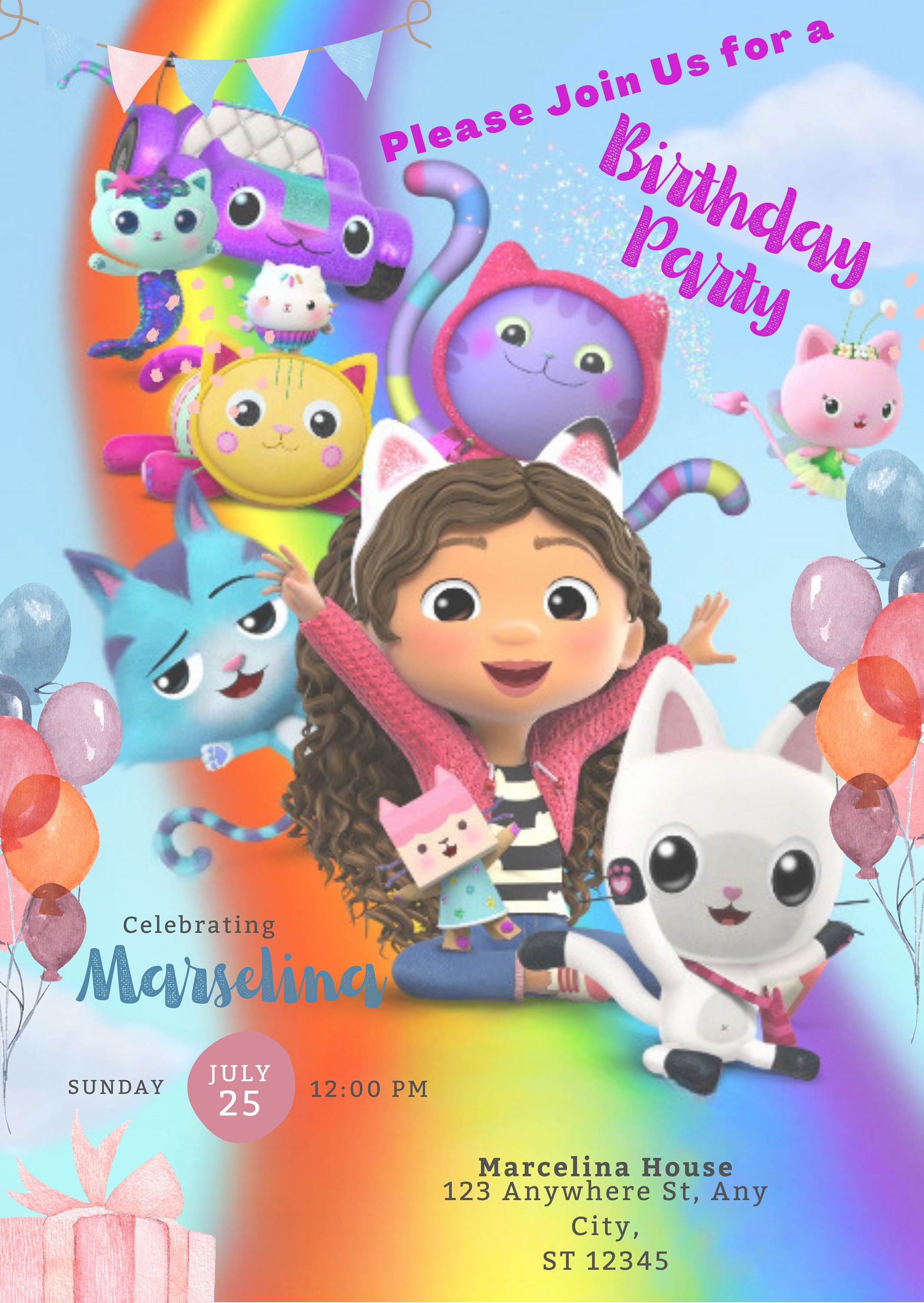 Gabby Dollhouse Birthday Invitation Template Birthday Party Etsy Gabby Dollhouse Birthday Invitation Template Birthday Party Etsy