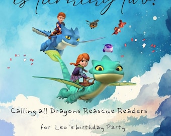 Dragons Rescue Riders Birthday Invitation: Editable Party Invite (Digital Download)