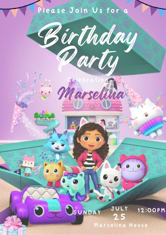 Invitation d'anniversaire numérique Gabby Dollhouse | Gabby Dollhouse  invite | E-inviter | Invitation numérique | Invitation de carte |  Anniversaire