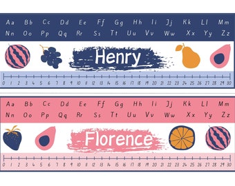 Editable Student Desk Name Plates: Alphabet & Number Line (Digital)