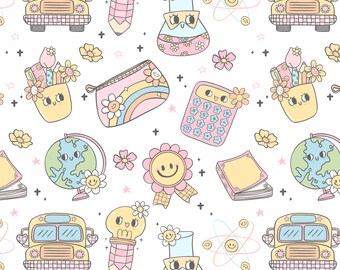 Retro Teacher Clipart, Groovy Back to School PNG