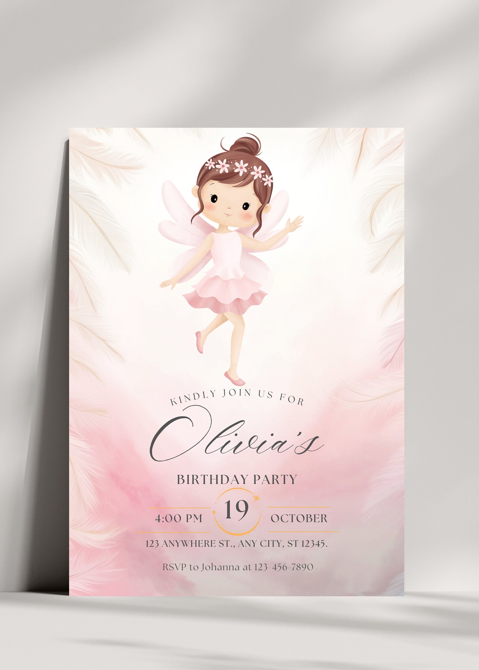 Editable Ballerina Fairy Birthday Invitation Template - Etsy