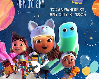 Interstellar Ella Birthday Invitation: Space Party, Editable Digital or Video (Printable)