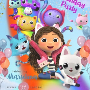 Gabby Dollhouse Birthday Invitation Template, Birthday Party Invitations, Digital Kids Party Invite, Boys & Girls Bday Card