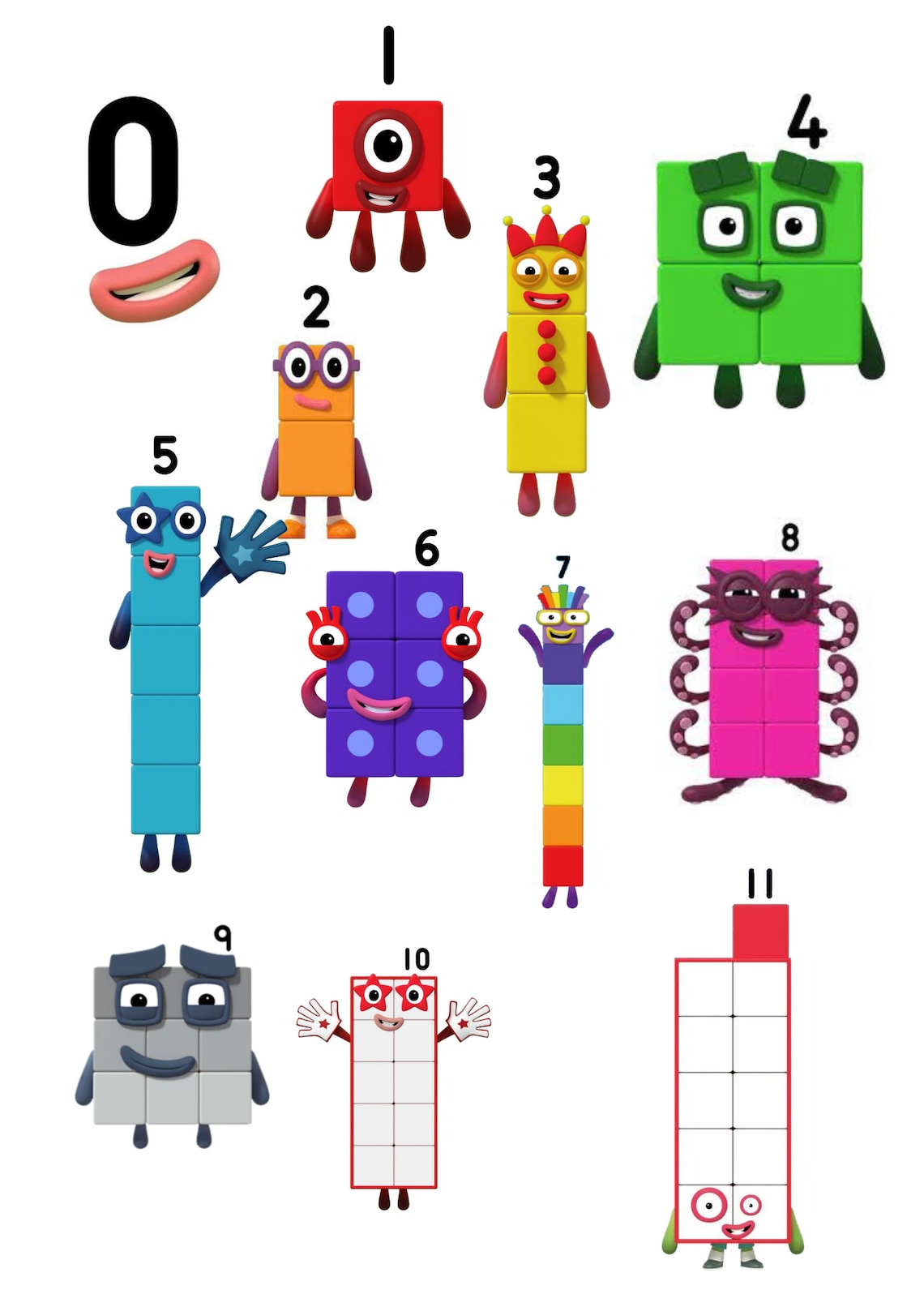 Numberblocks 0-20 and 30,40,50,60,70,80,90,10, Coloring Page 0-10 - Etsy