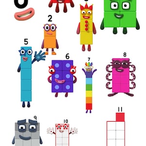 Numberblocks 0-20 and 30,40,50,60,70,80,90,10, Coloring page 0-10