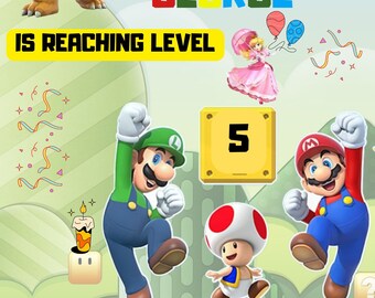 Super Mario Birthday Invitation: Editable Video Game Template (Canva)