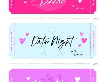 Editable Valentine's Day Love Coupons, Gift Certificate (Digital File)