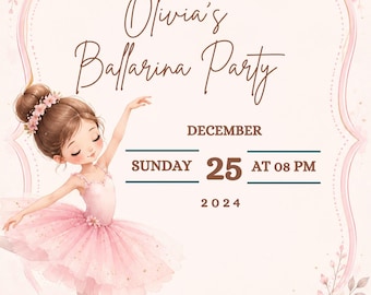 Pastel Ballerina Birthday Invitation: Olivia's Party (Digital Download)