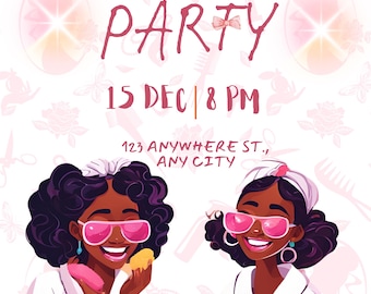 Spa Party Birthday Invitation Template, Tween Manicure & Pedicures (Canva Template)