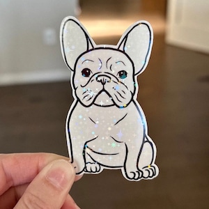 Holographic French Bulldog sticker, laptop sticker, decal, waterproof frenchie sticker, water bottle sticker