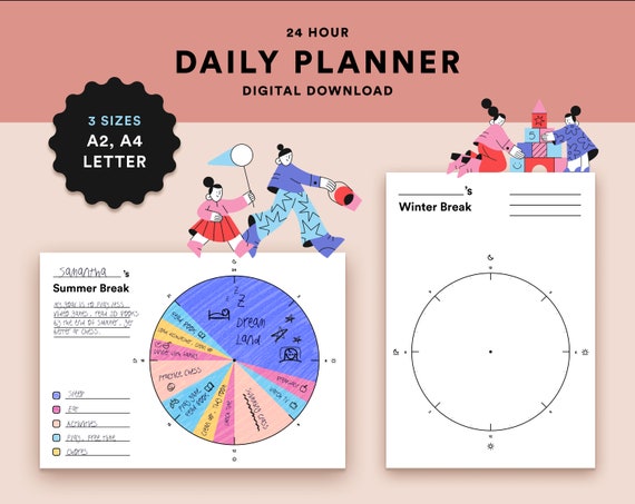 24-hour Printable Planner for Kids - Etsy