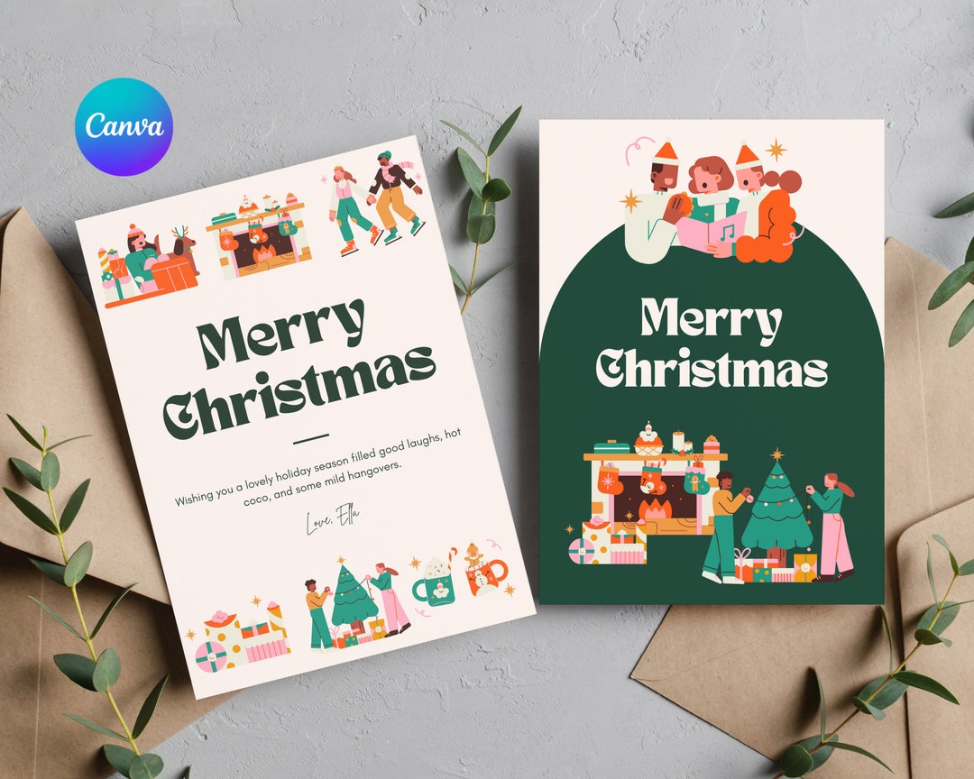 Editable Christmas Card Template Set of 16 Styles digital Download - Etsy