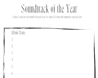 Soundtrack of the Year Therapy Worksheet