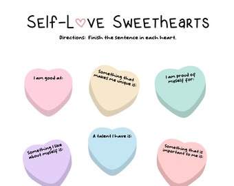 Self-Love Sweethearts Valentine&#39;s Day Therapy Worksheet