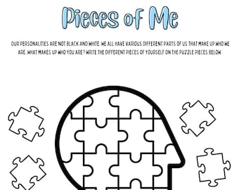 Pieces of Me Therapy Worksheet (Instant Download) 