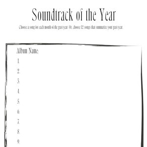 Soundtrack of the Year Therapy Worksheet