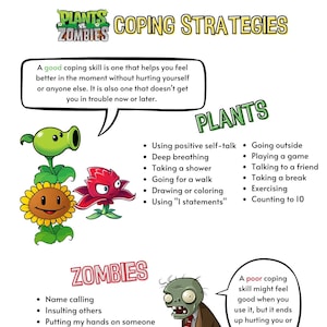 Hoja de trabajo de terapia de estrategias de afrontamiento de PvZ