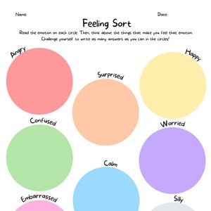 Emotional Regulation Feelings Sort SEL Classroom Therapy Worksheet