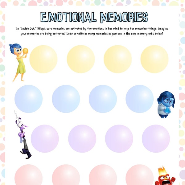 Inside Out Emotional Memories SEL Worksheet