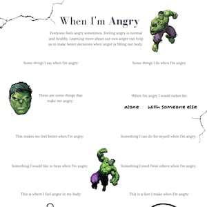 Kids Anger Therapy Emotional Regulation Worksheet