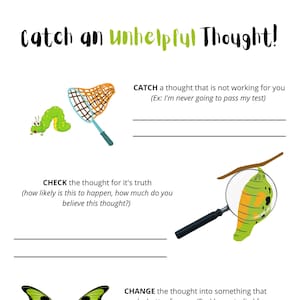 Catch an Unhelpful Thought CBT Therapy Worksheet
