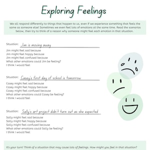 Exploring Feelings SEL Child Therapy/Classroom Worksheet