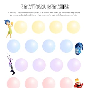 Inside Out Emotional Memories SEL Feelings Worksheet for Therapists, Counselors, and Teachers