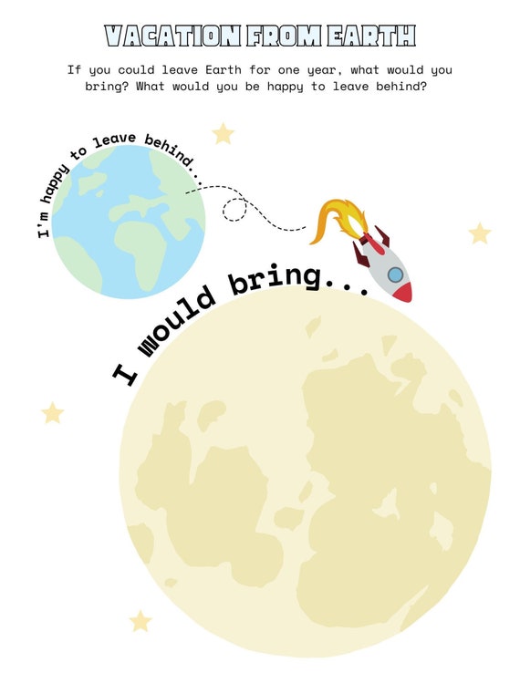 A Vacation from Earth SEL Therapy/Classroom Worksheet
