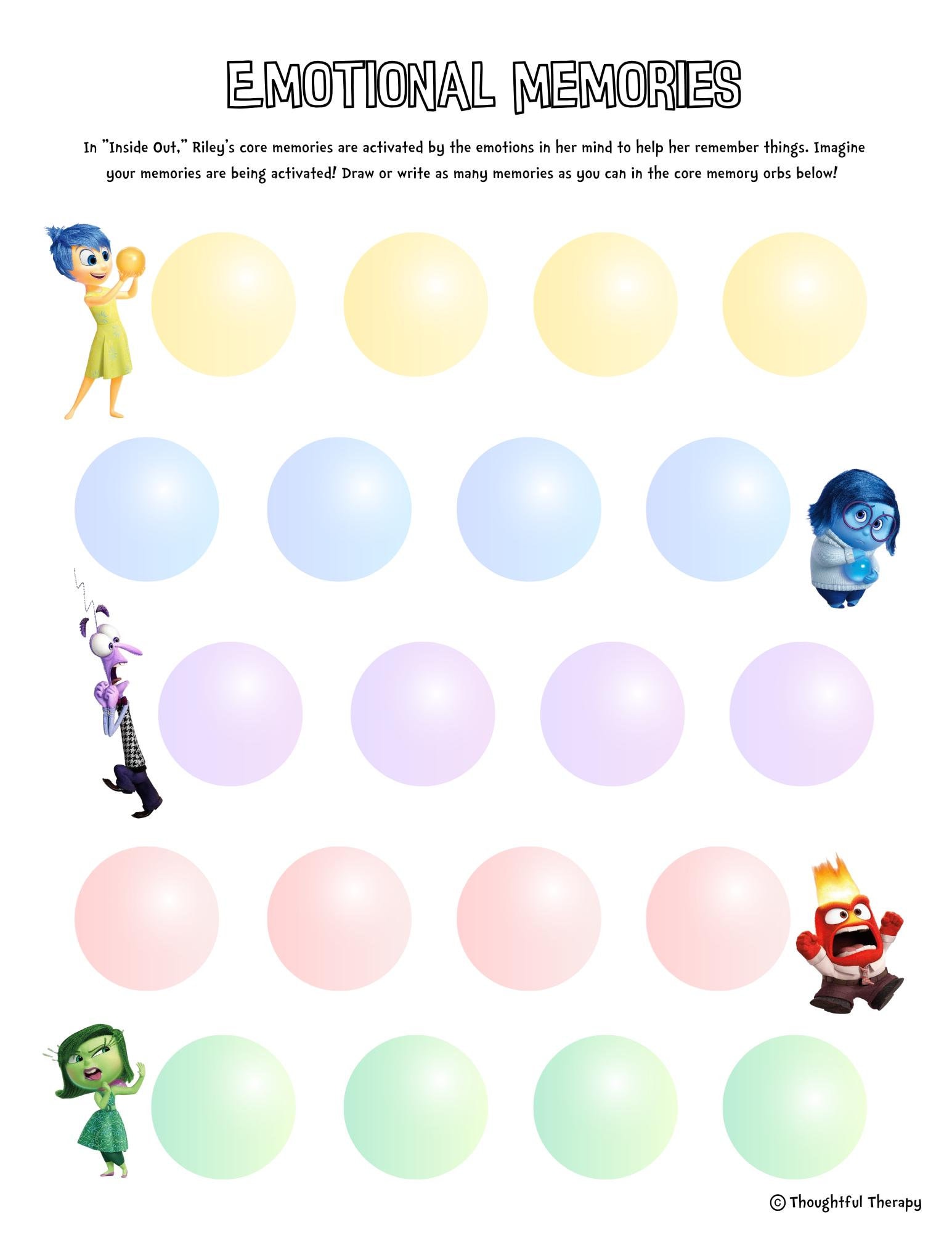 Inside Out Emotional Memories SEL Feelings Worksheet for Therapists, Counselors, and Teachers - Etsy for Free Printable Inside Out Worksheets